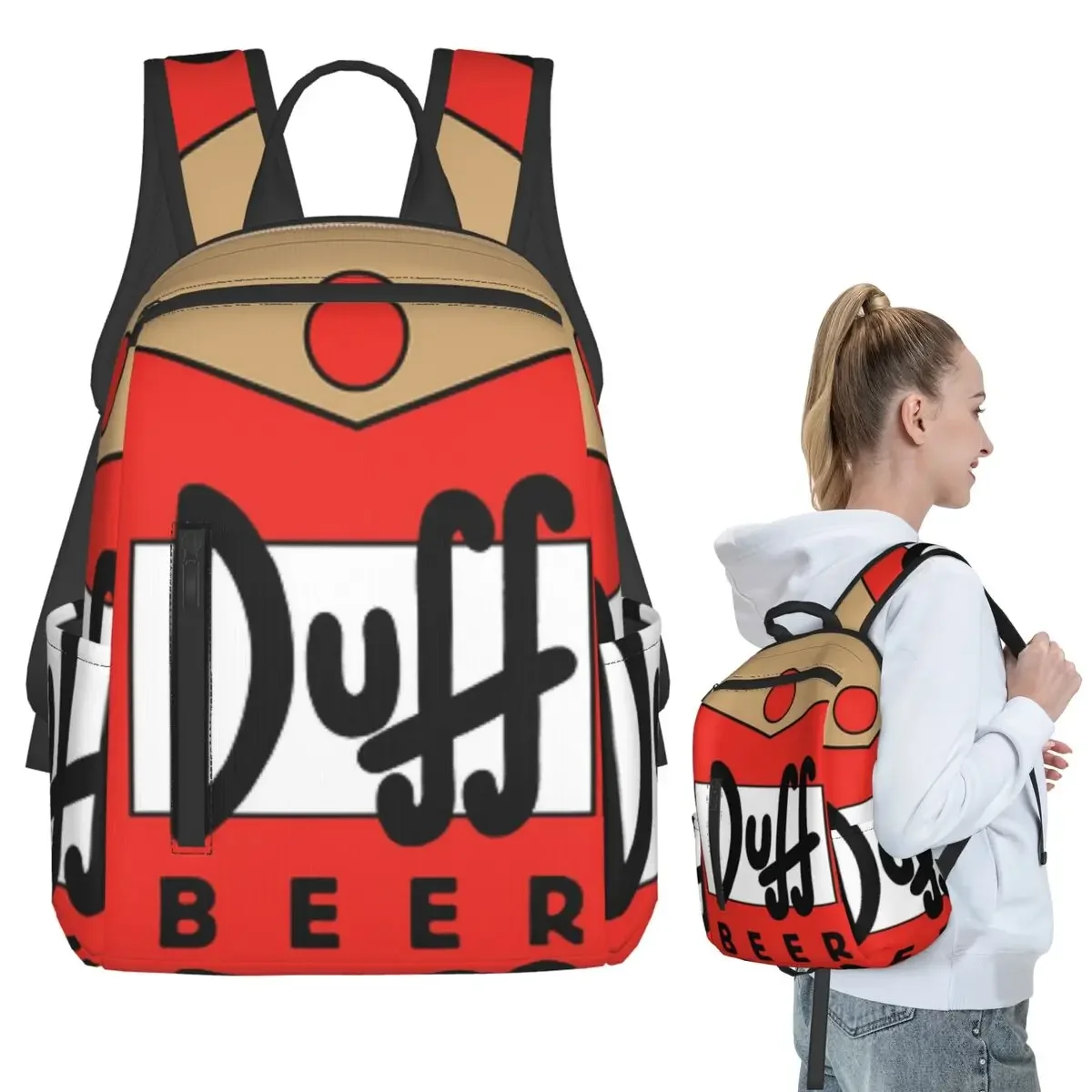 

Duff Beer Backpack Student Boys Girls BookBag Kids School Bag Laptop Shoulder Bags for Men Women