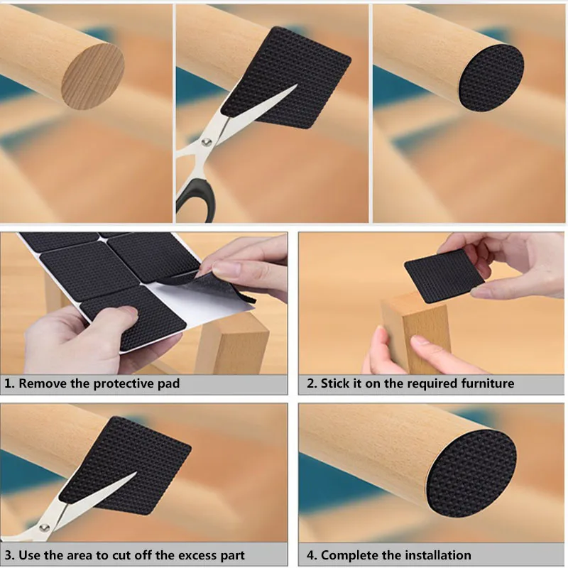 Self Adhesive Furniture Leg Pad Anti Slip Stools Table Foot Cap Cover Anti Scratch  Rug Chair Mat Floor Protector Hardware