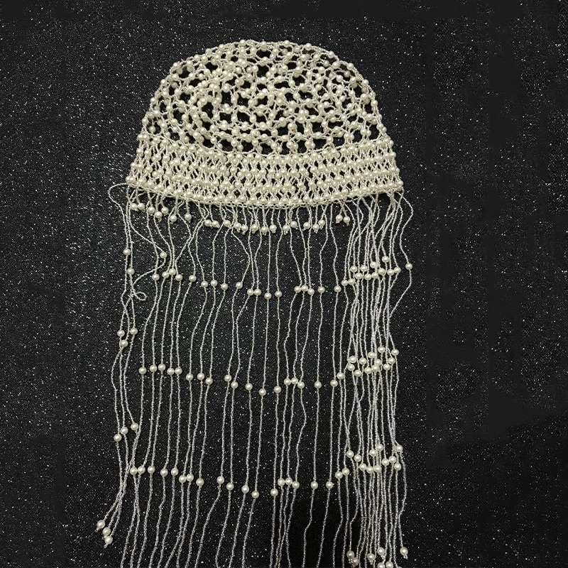 Headwear Bride Modelling Manual Lace Fashion Temperament Hollowed Out Pearl Tassel Retro Perform Beautiful Pearl