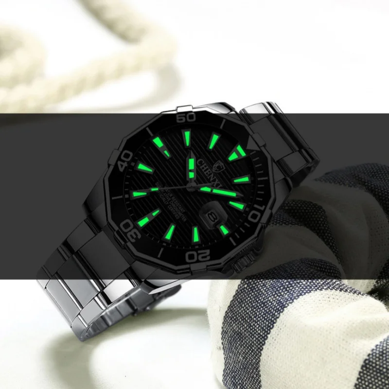 CHENXI-Reloj de pulsera de cuarzo para Hombre, cronógrafo con correa de acero inoxidable, resistente al agua, creativo, regalo, 8205