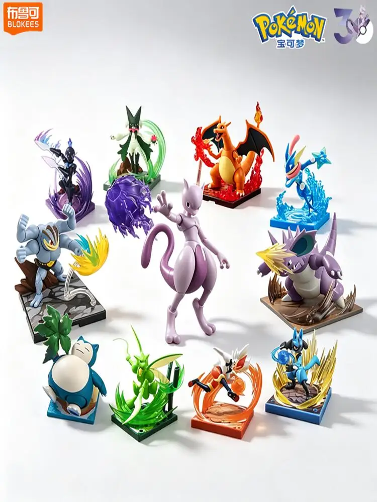Blokees Pokemon Pikachu Mewtwo Eevee Charmander Charizard Greninja Meowscarada Ceruledge Cartoon Characters Building Block Toys