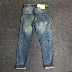 13oz Micro Stretch Denim Jeans for Men Heavyweight Washed Cotton Pants Male Amekaji Vintage US Casual Slim Fit Straight Trousers