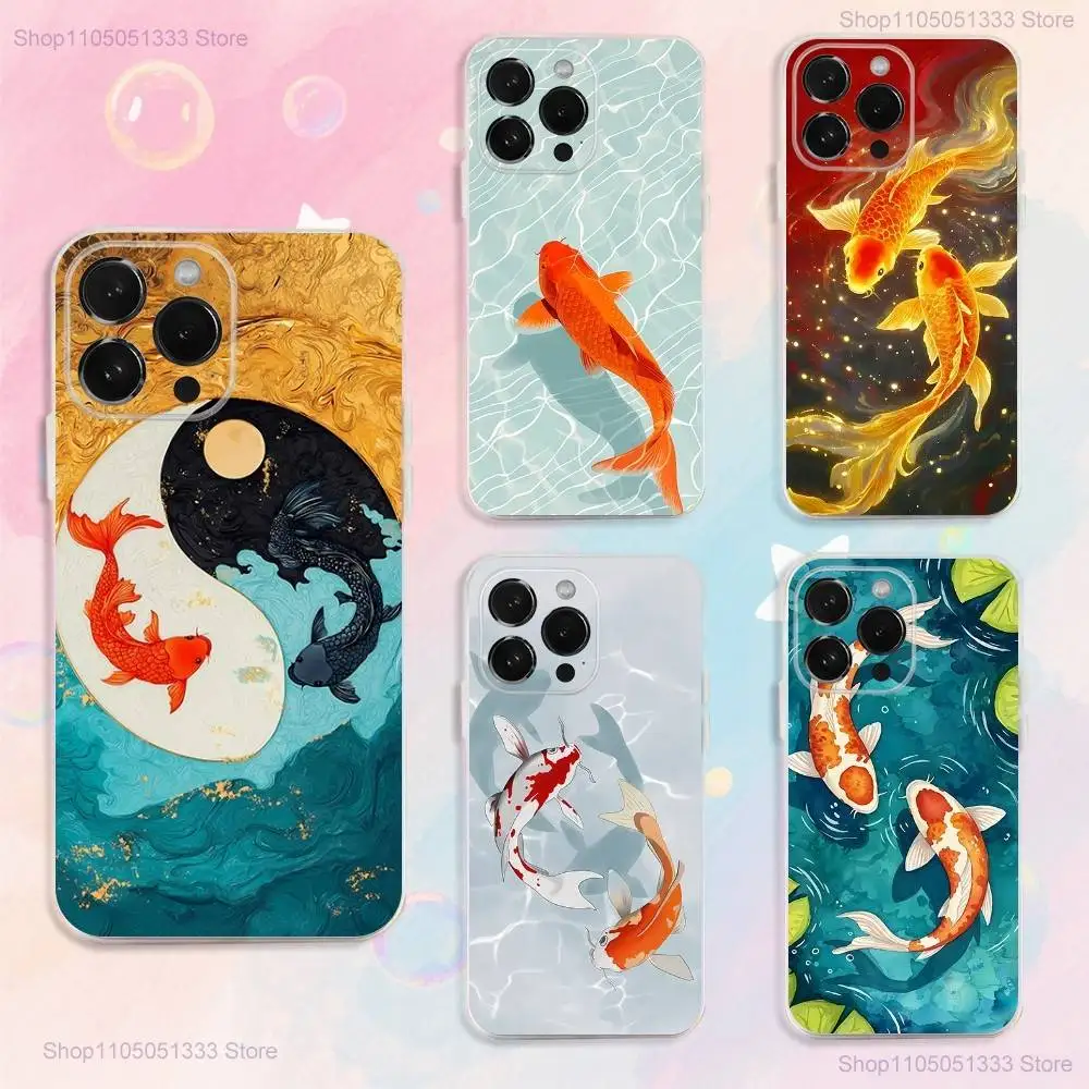 

Koi Goldfish Transport Phone Case For iPhone 17,16,15,14,13,12,11,Pro,XS,Max,XR,Plus,E,SE4,Mini Shockproof Soft Cover