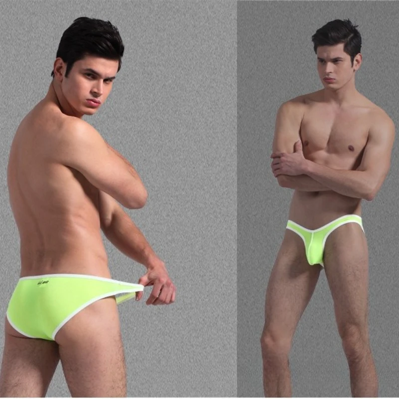 

Men's Ice Silk Bikinis Low Rise Briefs Underwear Sexy U Convex Pouch Underpant Perspective Bulge Enhancing Pouch Knickers String