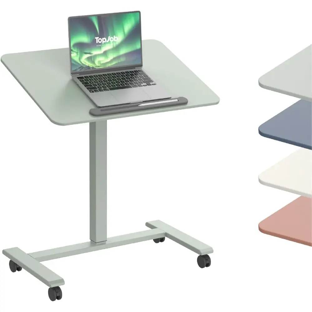 Portable Mobile Standing Desk with Lockable Wheels, Adjustable Height, Ideal for Home and Office Use
