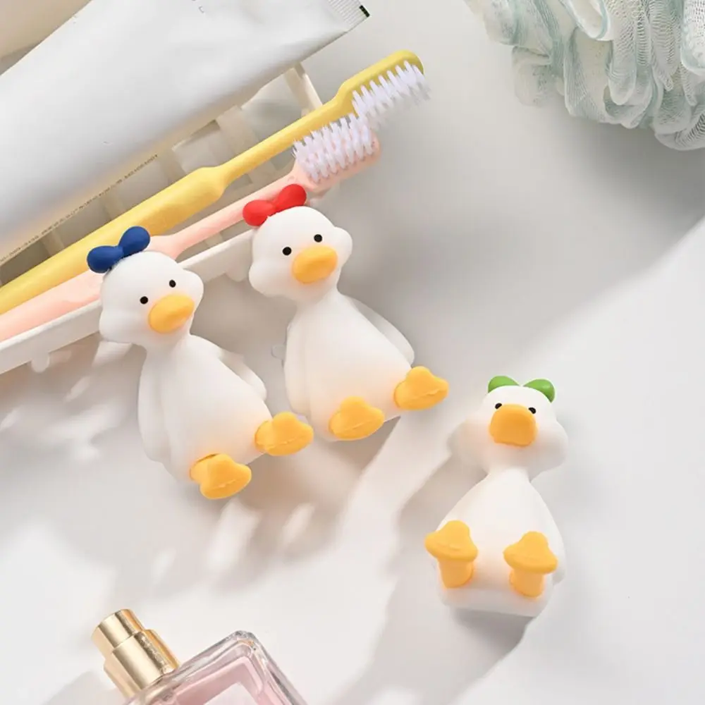 Cute Silicone Duck Toothbrush Holder Perforation Free Toothbrush Rack for Home