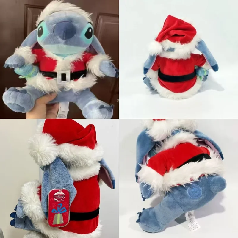 

28cm Disney Stitch Cos Santa Claus Cartoon Kawaii Plush Doll Toys Soft Stuffed Throw Pillow Back Cushion Kids Christmas Gifts