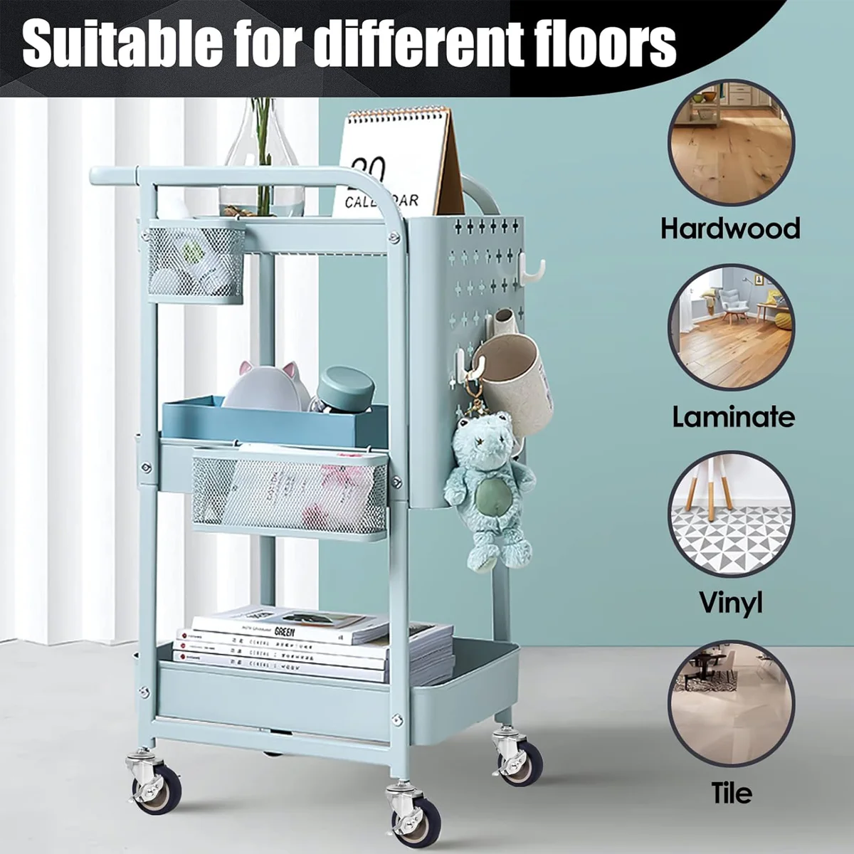 3 Inch Stem Casters Set of 4, Heavy Duty Swivel Wheel with Brake, Metric Size M10-1.5-15 Casters for Workbench Trolley