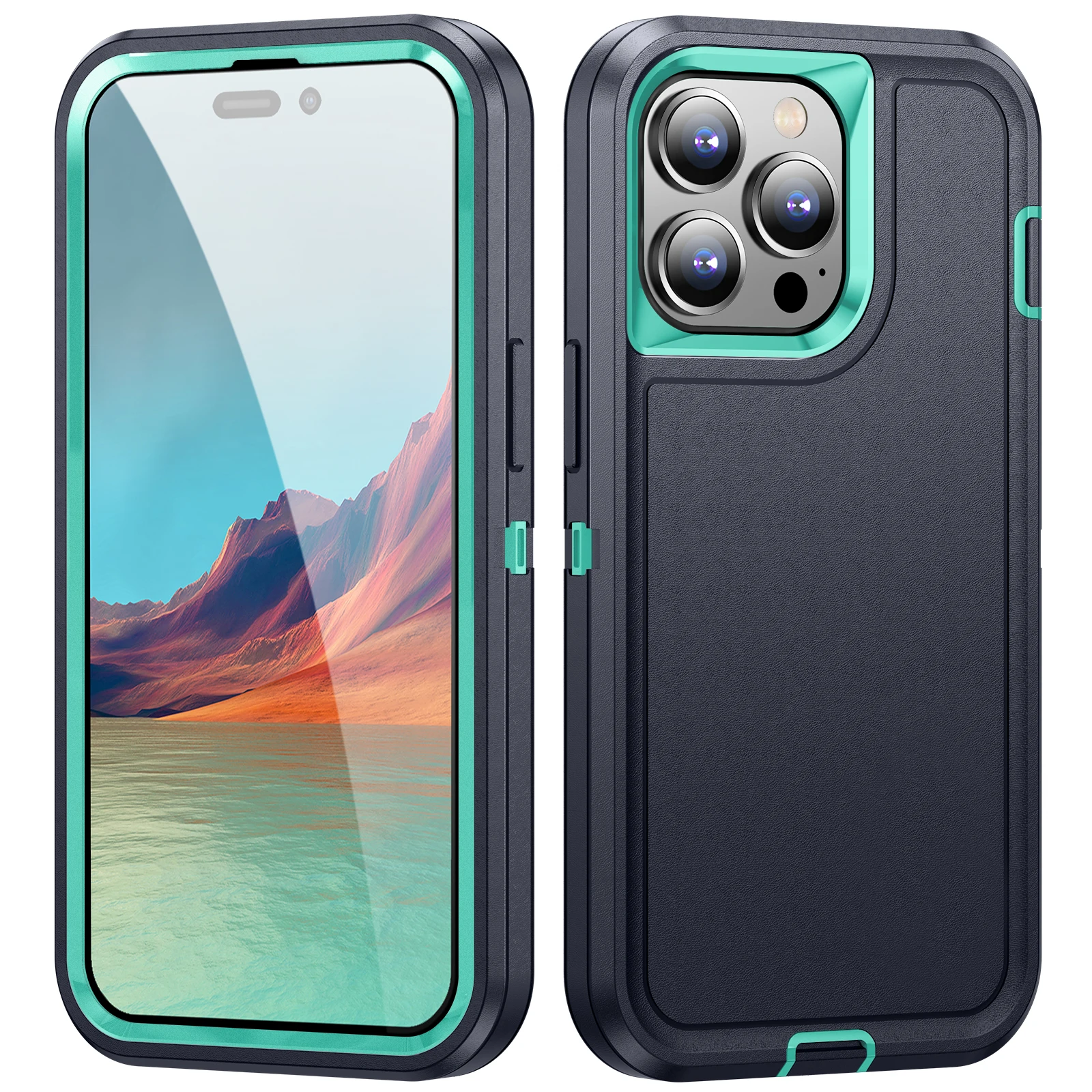 Защитный бронированный противоударный чехол 3 в 1 для iPhone 15 13 12 11 14 Pro Max 15 Plus 7 8 SE 2022 X Xs XR, пластиковый бампер, задняя крышка из ТПУ