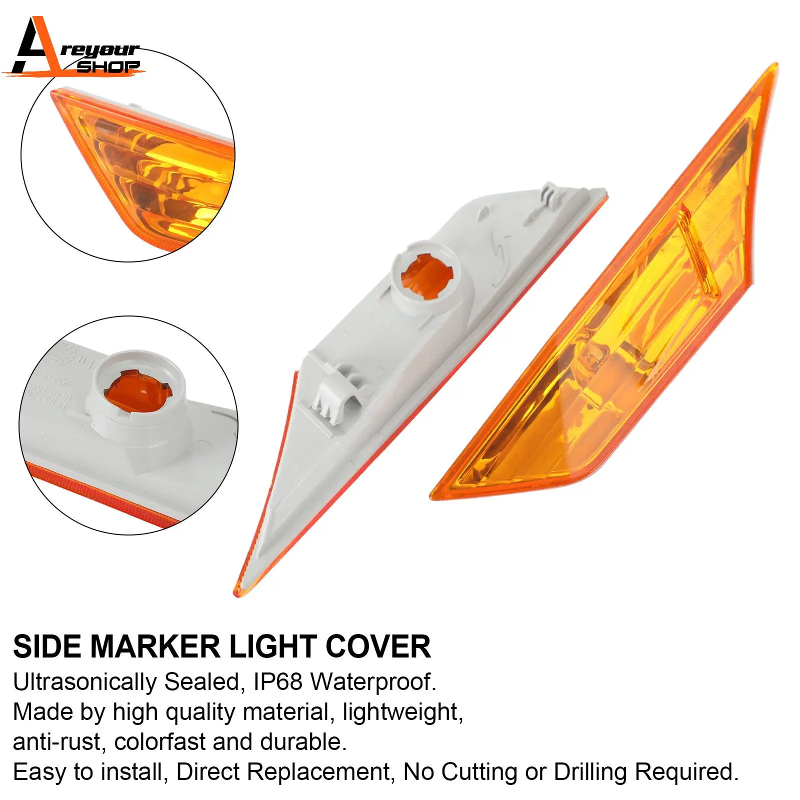 Areyourshop Side Marker Lamp Turn Signal Light Housing for Honda Civic 2016 2017 2018 2019 2020 2021 Car Auto Parts