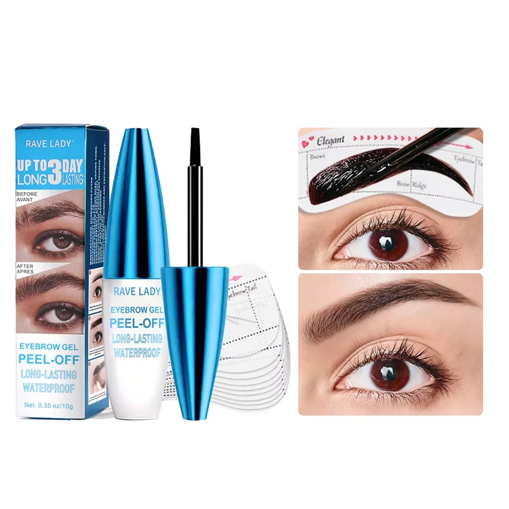 Rave Lady 3Pcs Tear-Off Eyebrow Glue Dye Waterproof Lasting Fasting-Dry One-Step Smudge-Proof Not Easily Fade Eyebrow Makeup