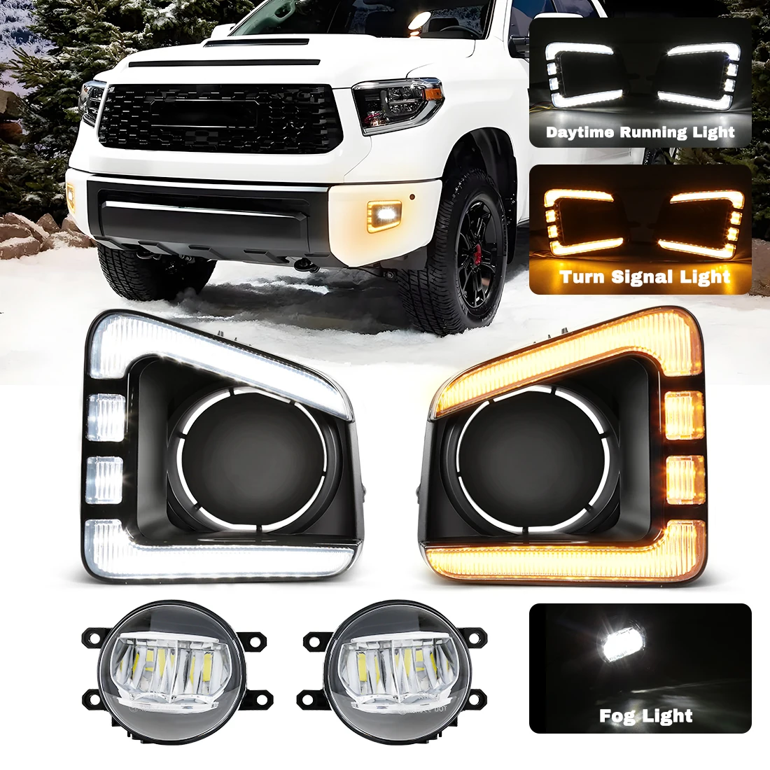 

Для Toyota Tundra 2014 2015 2016 2017 2018 2019 2020 светодиодный Противотуманные фары DRL дневные ходовые огни сигнал поворота галогенный дневной свет