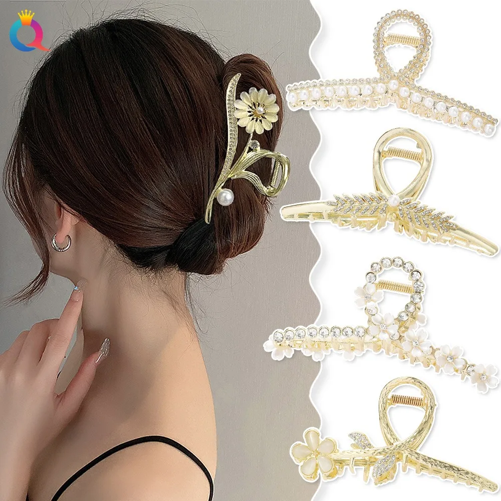 Metal Bell Orchid Tassel Hairpin Pearl Rhinestone Sweet Hair Clip Ladies Blue Butterfly Hair Claw Barrette Hair Accessories