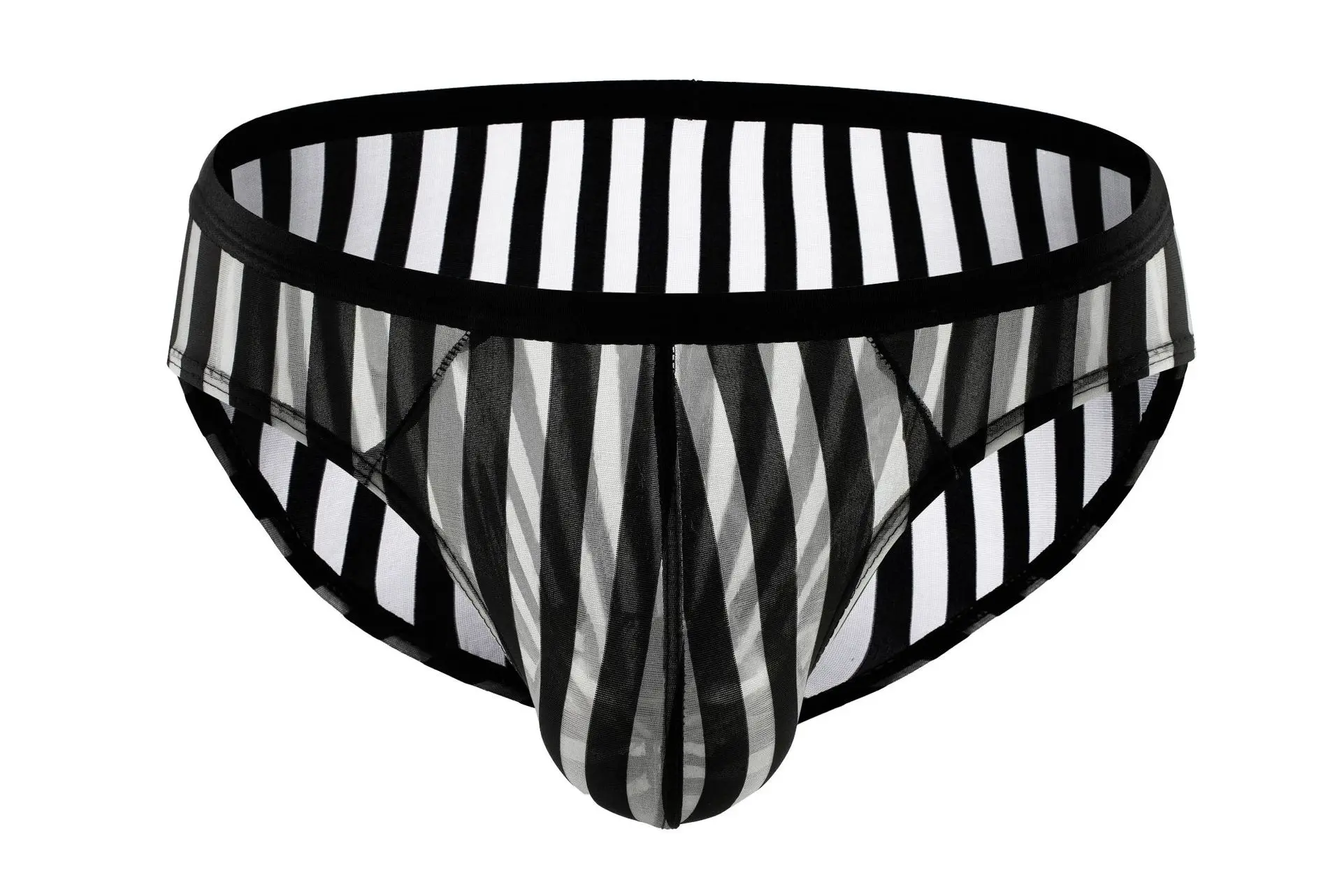 2026 men's underwear mesh personalized color matching striped triangular men's underwear D123