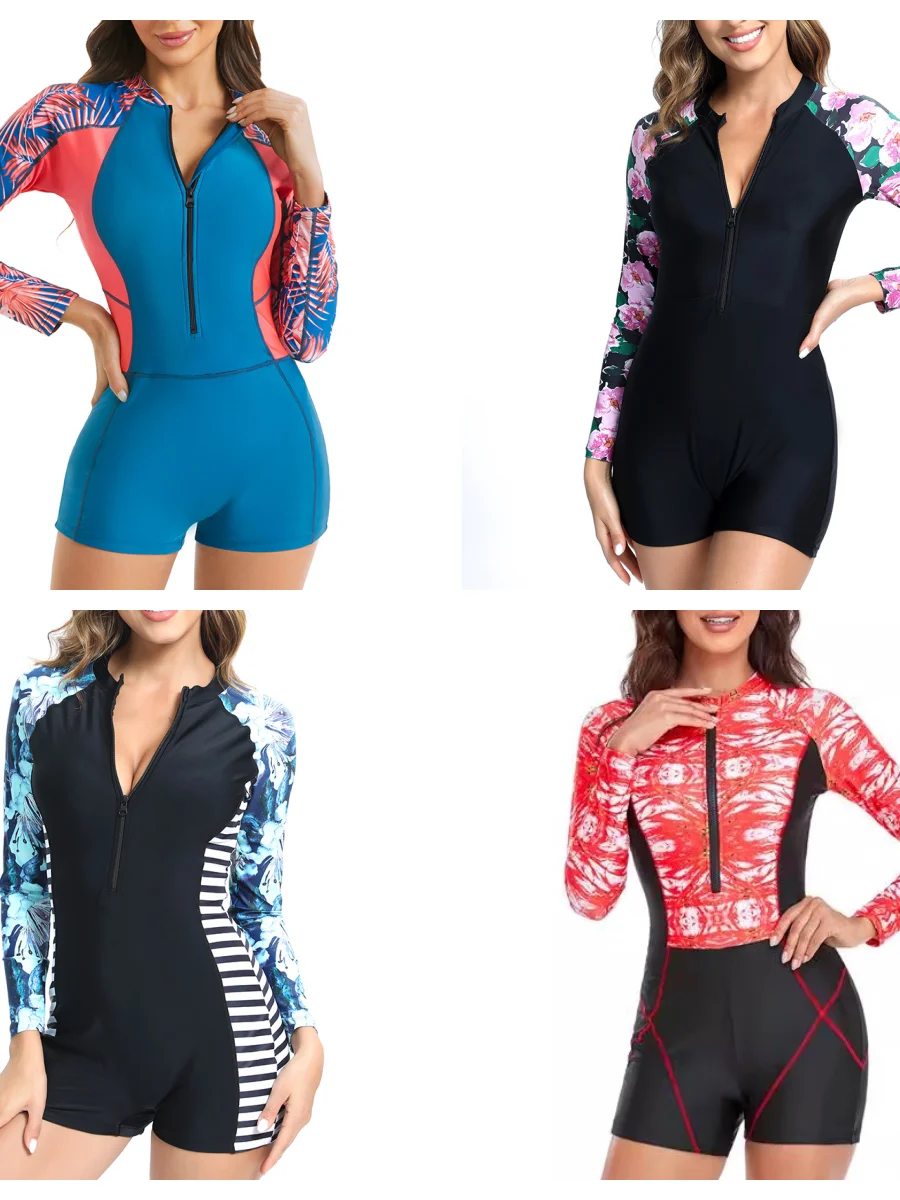 

Женский гидрокостюм-монокини с длинными рукавами для плавания, термозащитный, для спа, серфинга, дайвинга, повседневный, с защитой от солнца, для отдыха