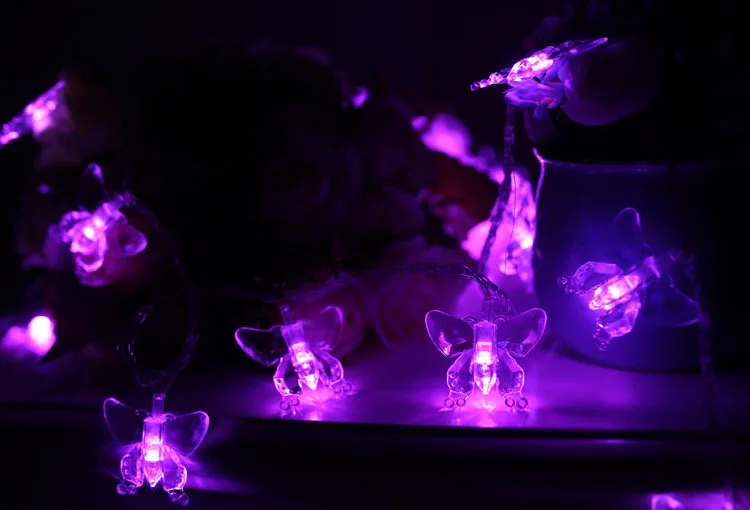 Christmas Day Butterfly Light String 100LED Lantern Flashing Light String with Tail Insert Wedding Decoration Light