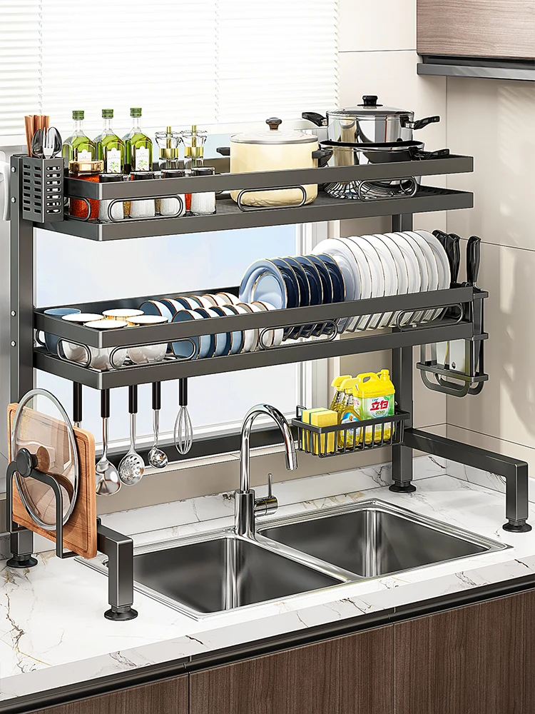 

Sink storage rack, multifunctional bowl and tray storage rack, countertop dishwashing rack, sink top drain rack