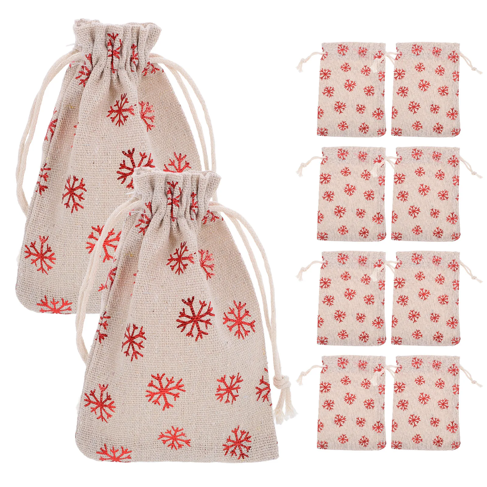 

10 Pcs Snowflake Cotton Bag Christmas Candy Pouches Goodie Bags Small Party Favor Goody