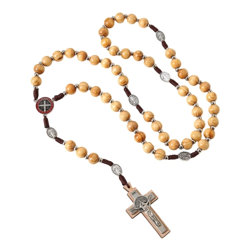 Beads Rosary Necklace With Antique Crosses Faith Jewelry Christian Event