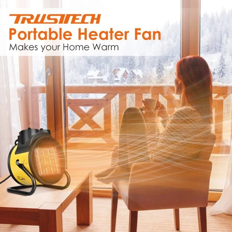 Riscaldatore e ventola elettrici portatili da 2000 W, mini scaldabagno a riscaldamento rapido per la camera da letto dell'ufficio domestico, scaldabagno sicuro a risparmio energetico