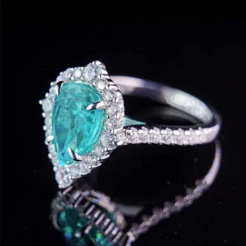 2025 رائع الأزرق الكمثرى على شكل تشيكوسلوفاكيا خواتم الزفاف تصميم فريد مزاجه أنيقة المرأة اكسسوارات جديد وصول خاتم #2