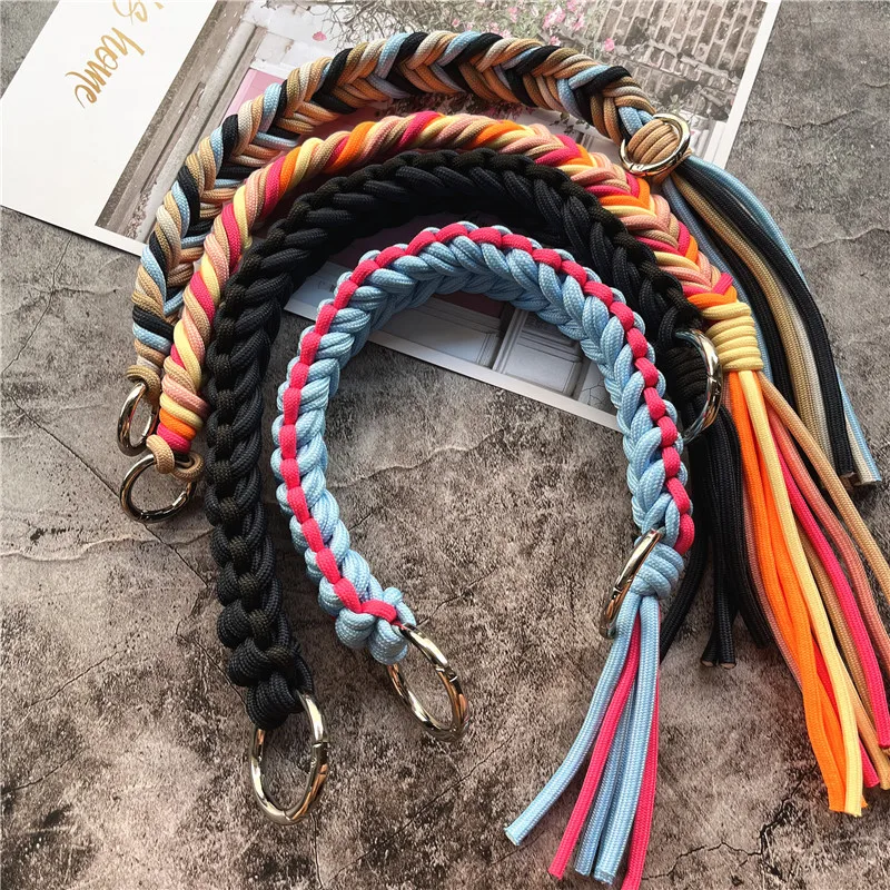 Hand Strap Bag Shoulder Strap Hand Made Custom Lanyard Colorful Cellular String Braided Handbag Accessories Replaceable Rope