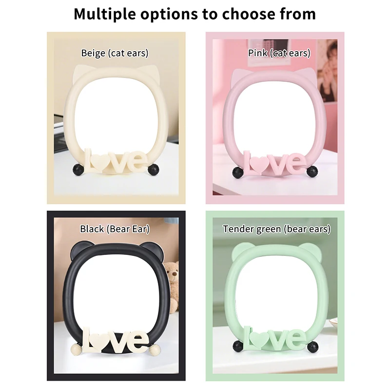 Cat Ear Makeup Mirror Desktop Vanity Mirror with Stand Cute Dormitory Decor for Students Girls