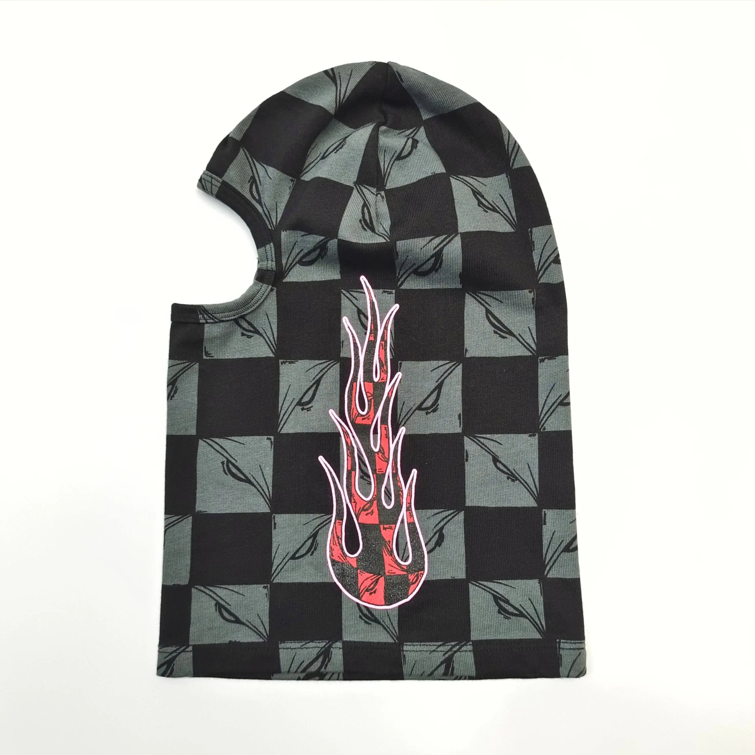 Matty Boy Anti Promo Black Gray Checked Flame Hood Mask