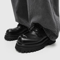 Chaussures derby à plateforme à lacets pour hommes, chaussures décontractées à semelle épaisse avec décorations métalliques, chaussures de marche quotidiennes antidérapantes 5