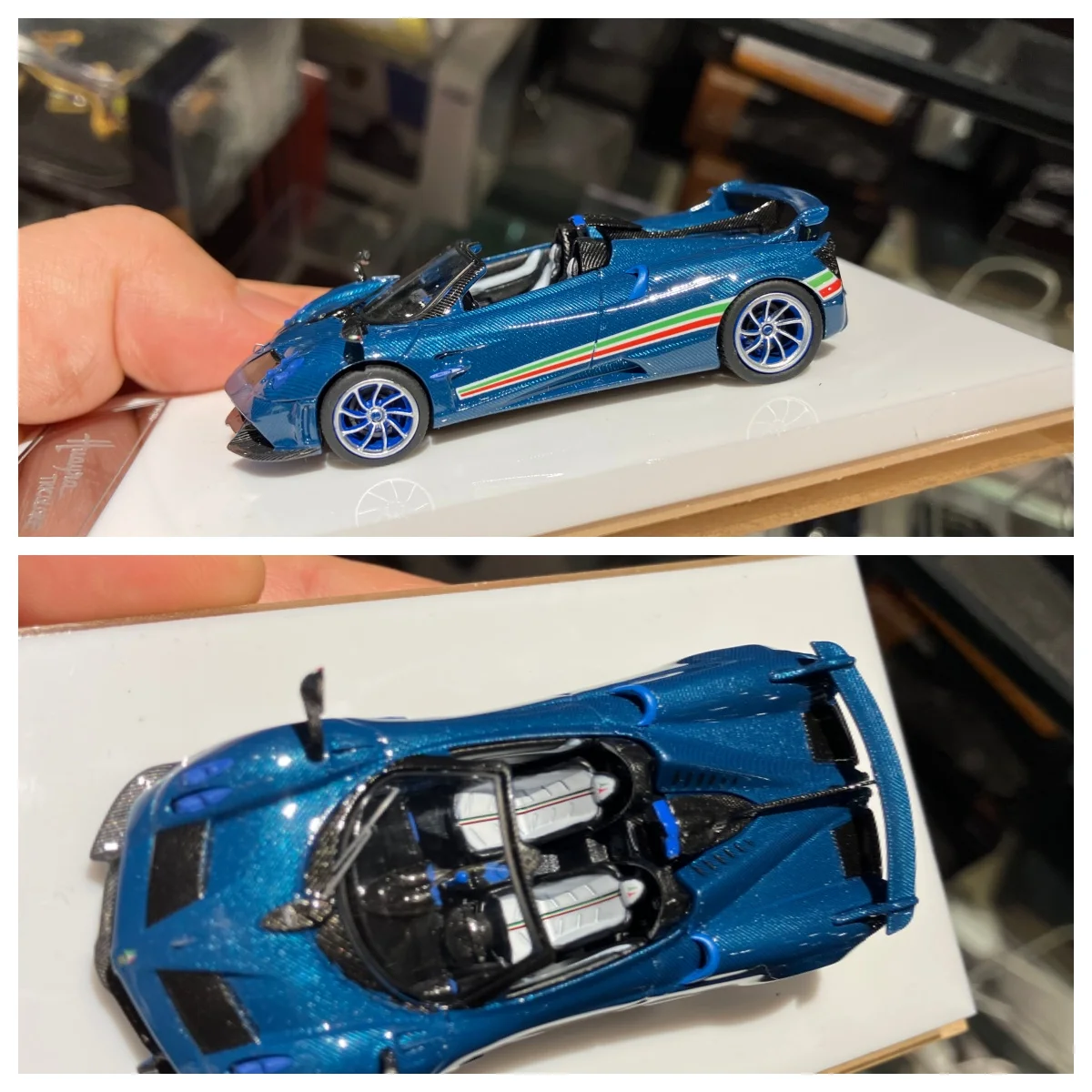 

Модель автомобиля Huayra Blue Carbon HH 1/64, лимитированная серия, из сплава металлов