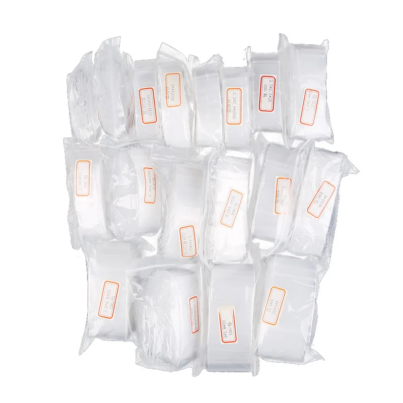 100pcs Clear Plastic Mini Ziplock Bag Transparent Jewelry Crystal Packing Pouches Reusable Zipper Lock Sack Thickness 0.2mm