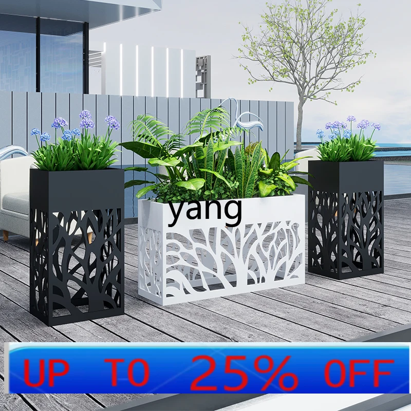 CX Outdoor Flower Box Commercial Street Flower Stand Partition Fence Iron Art Galvanized Sheet Flower Bed