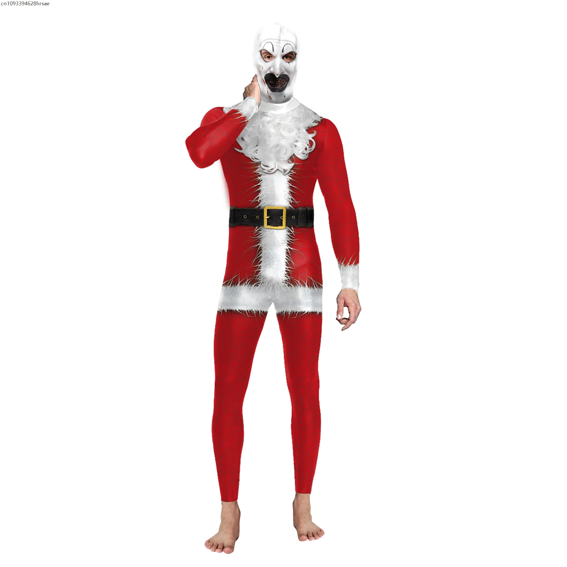 Adult Bloody Clown Bodysuit Black White Jumpsuit Halloween Party Stage Horror Cosplay Costume Scary Performance Fancy Dress