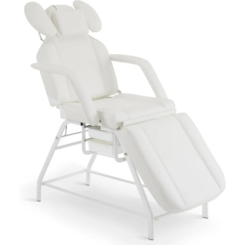 

Adjustable Esthetician Facial Bed with Storage, Lash Recliner Chair 180 Degree, Leather Massage Table 300 lbs Capacity, Beauty