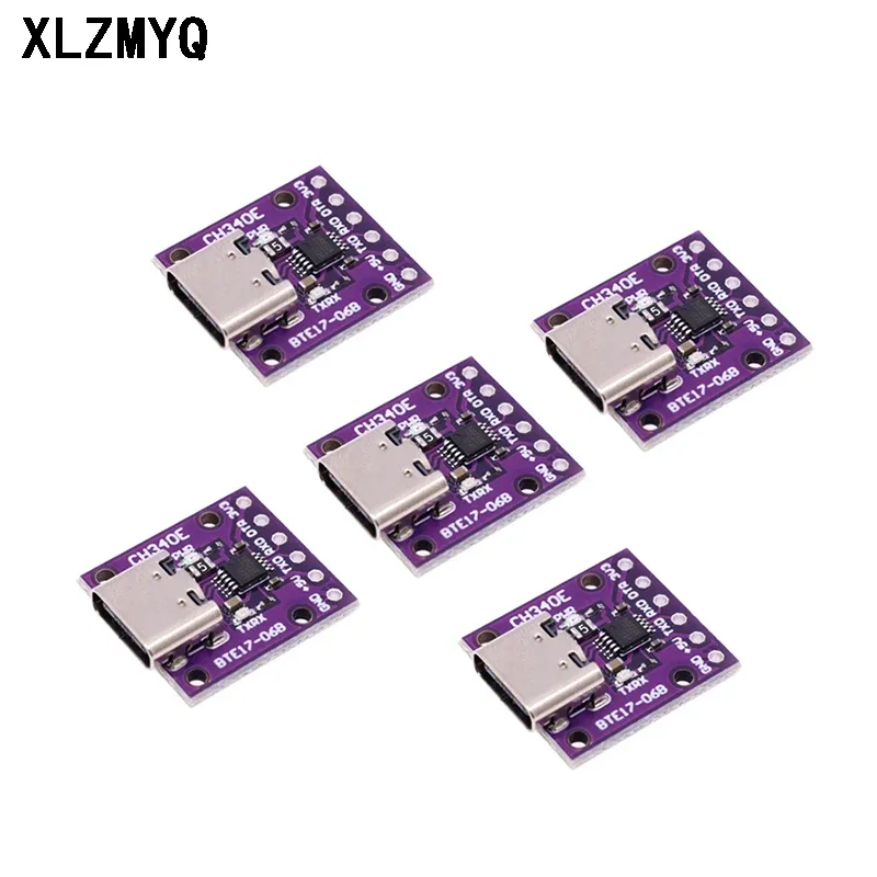 5pcs CH340E MSOP10 USB to TTL Serial Converter, 5V/3.3V Alternative CH340G Module TYPE-C Interface For Arduino