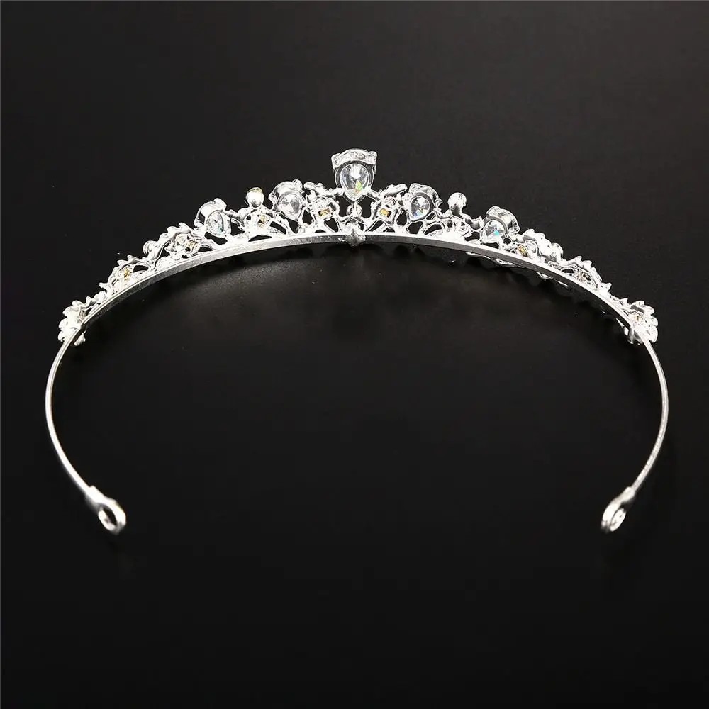 حجر الراين كريستال التيجان الزفاف غطاء الرأس تألق الخرز الفاخرة تاج زهرة لامعة عيد ميلاد تاج خوذة