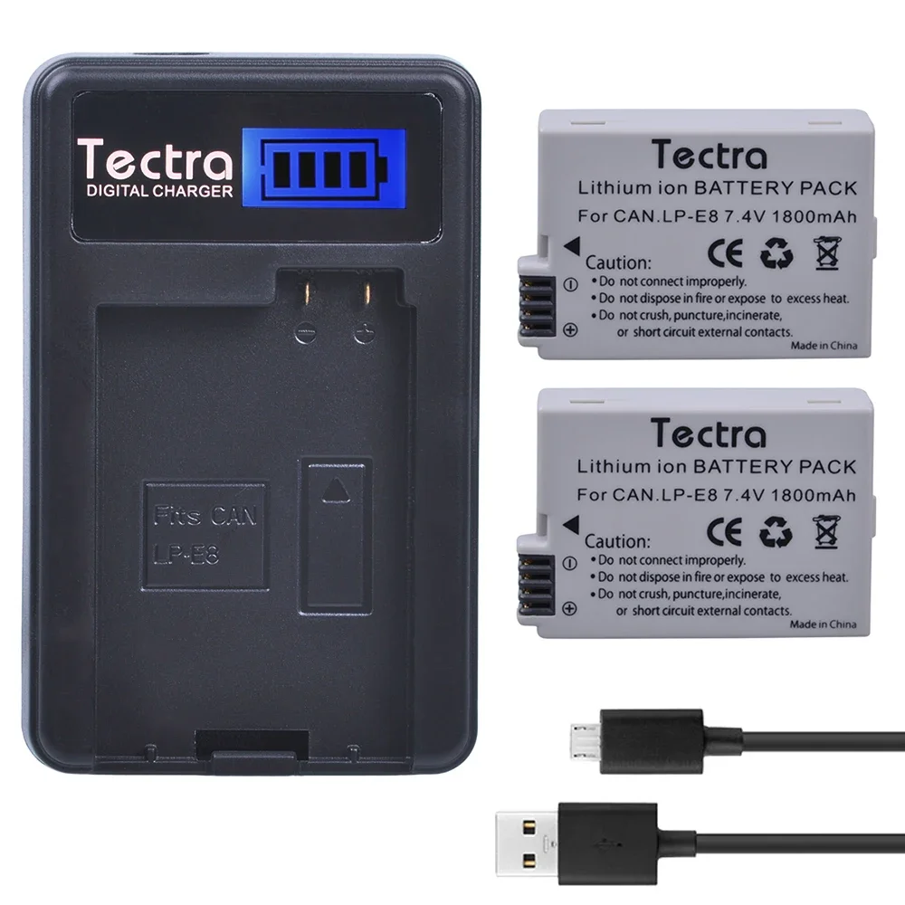 LP-E8 Li-ion Battery 1800mAh/LCD Charger for Canon 600D 550D 650D 700D Rebel T3i T2i T4i T5i Kiss X5 X4 Kiss X6 Digital Camera