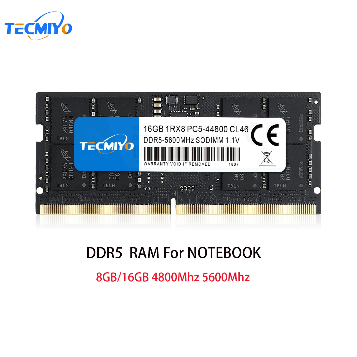 

TECMIYO DDR5 оперативная память для ноутбука 8 Гб 16 Гб 4800 МГц 5600 МГц 1,1 в память SODIMM для ноутбука