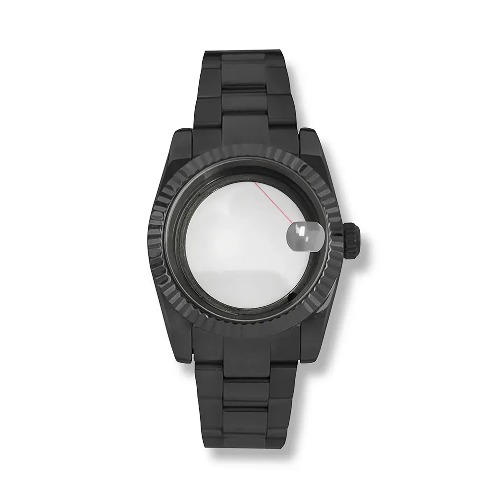 Caso relógio para Movimento Mecânico, Black Oyster, Perpetual Sapphire Glass, Sapphire Crystal, NH35, NH36, 36mm