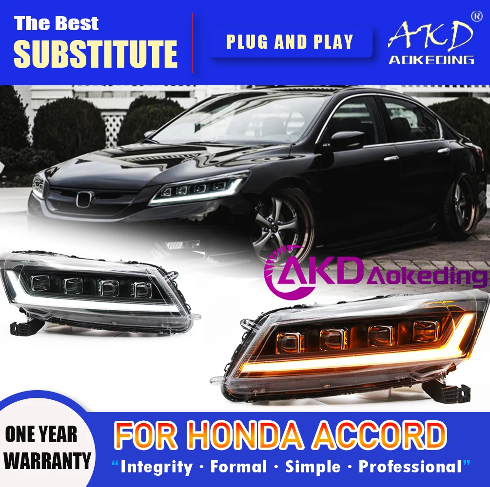 AKD Head Lamp for Honda Accord LED Headlight 2008-2013 Headlights Accord DRL Turn Signal High Beam Angel Eye Projector Lens