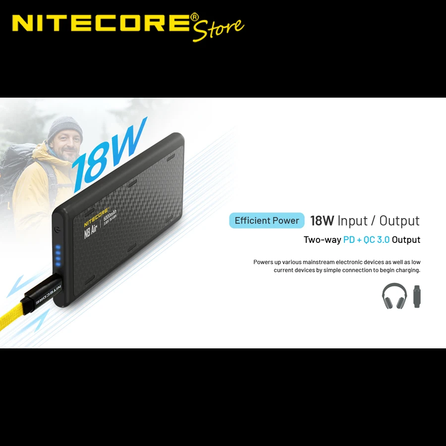 NITECORE NB Air Portable Waterproof Mobile Charger 4900mAh Durable Reliable Power Bank Competition-Grade Energy Bar