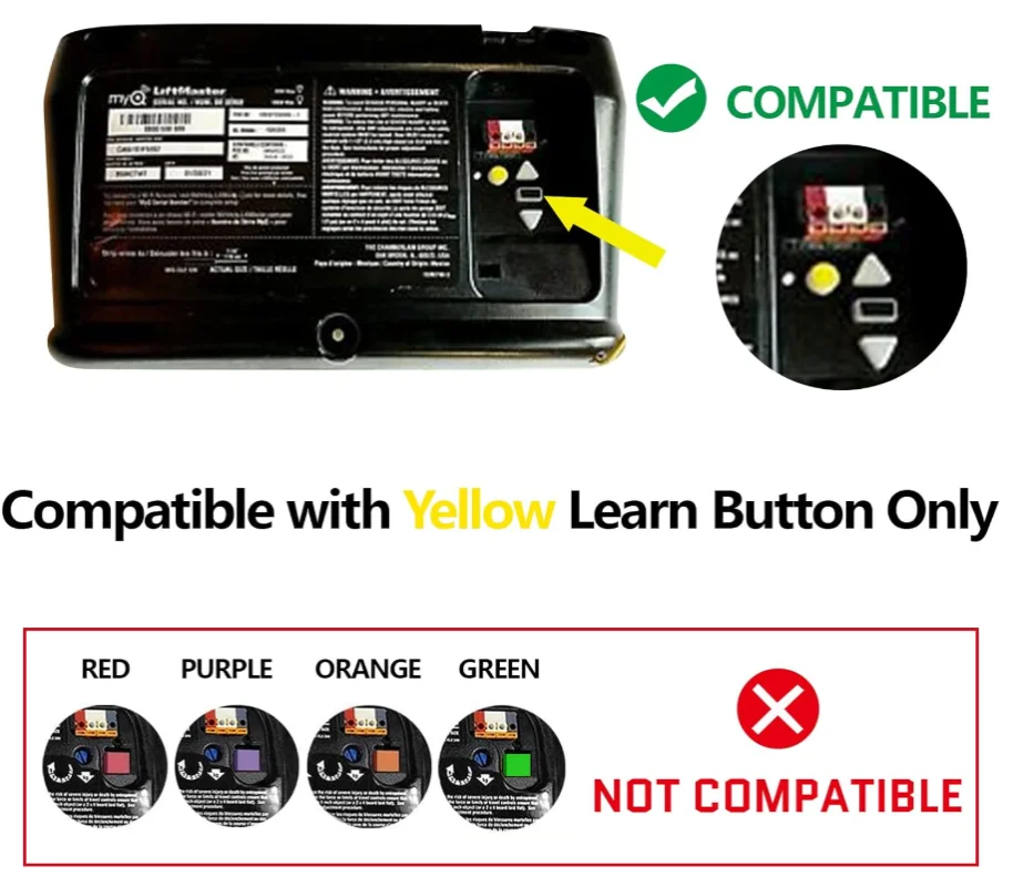

For 883LM 883LMW Door Control Button MYQ Garage Door Openers for Yellow Learn Button