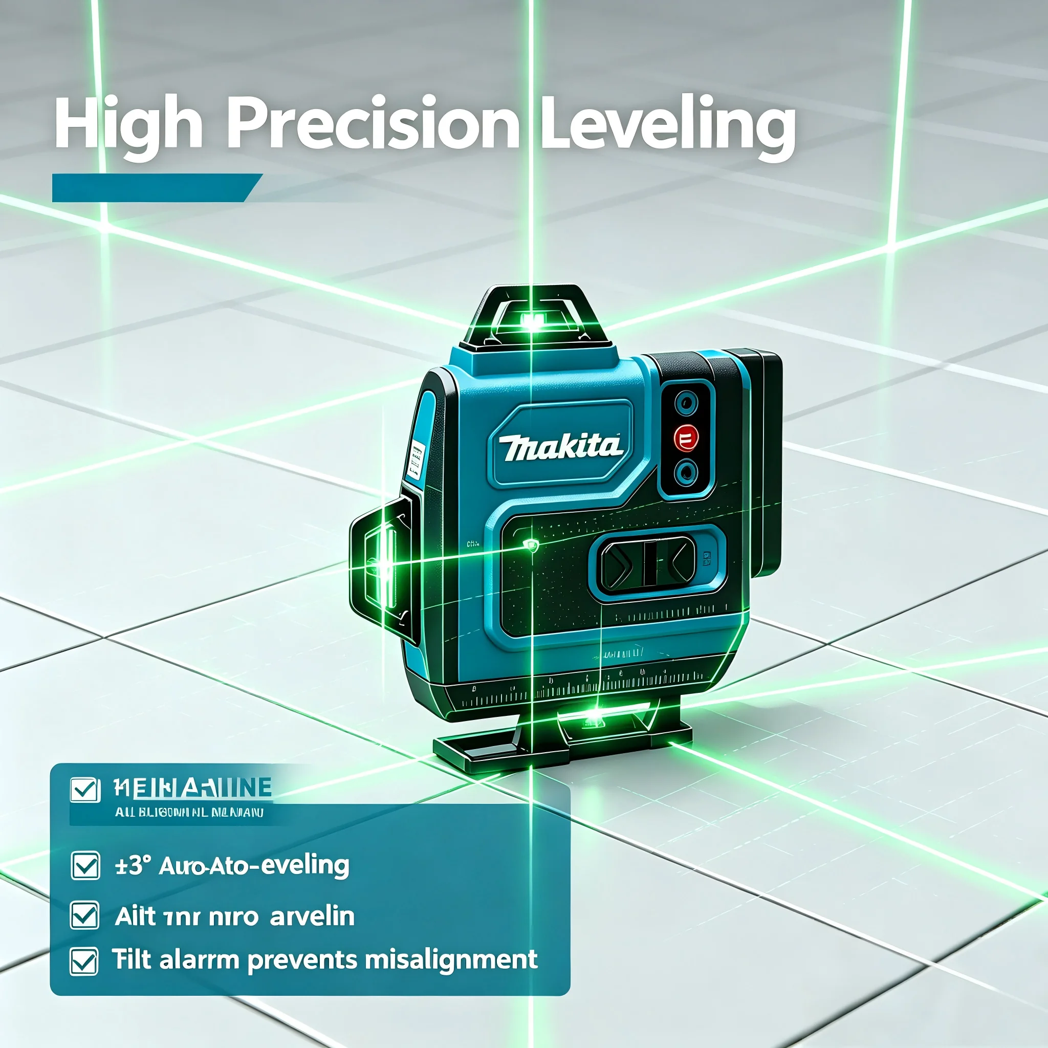 Makita 16 Lines 4D Green 360° Self Leveling Laser Leveler Fit 18V 6.0Ah Lithium Battery Construction Decoration Measuring Tool
