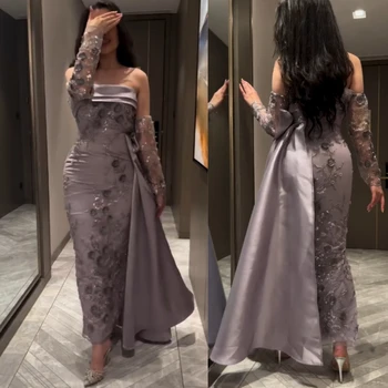 Vestido de noche personalizado con apliques plisados, corte en A, sin tirantes, para ocasiones a medida, vestidos por debajo de la rodilla