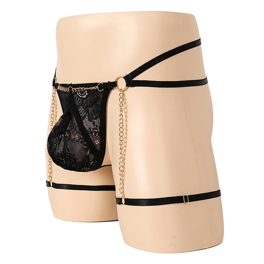 Men's Thongs String Homme Bulge Pouch Slim Fit Knickers Underwear Lace Thongs Jockstrap Brief Panties Backless String Jock Strap