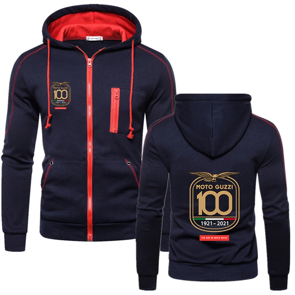 2024 Moto Guzzi Men's Comfortable Casual Hoodies Zipper Fashion Hooded Jacket Brand Solid Color Hoodie Sweatshirts Tops