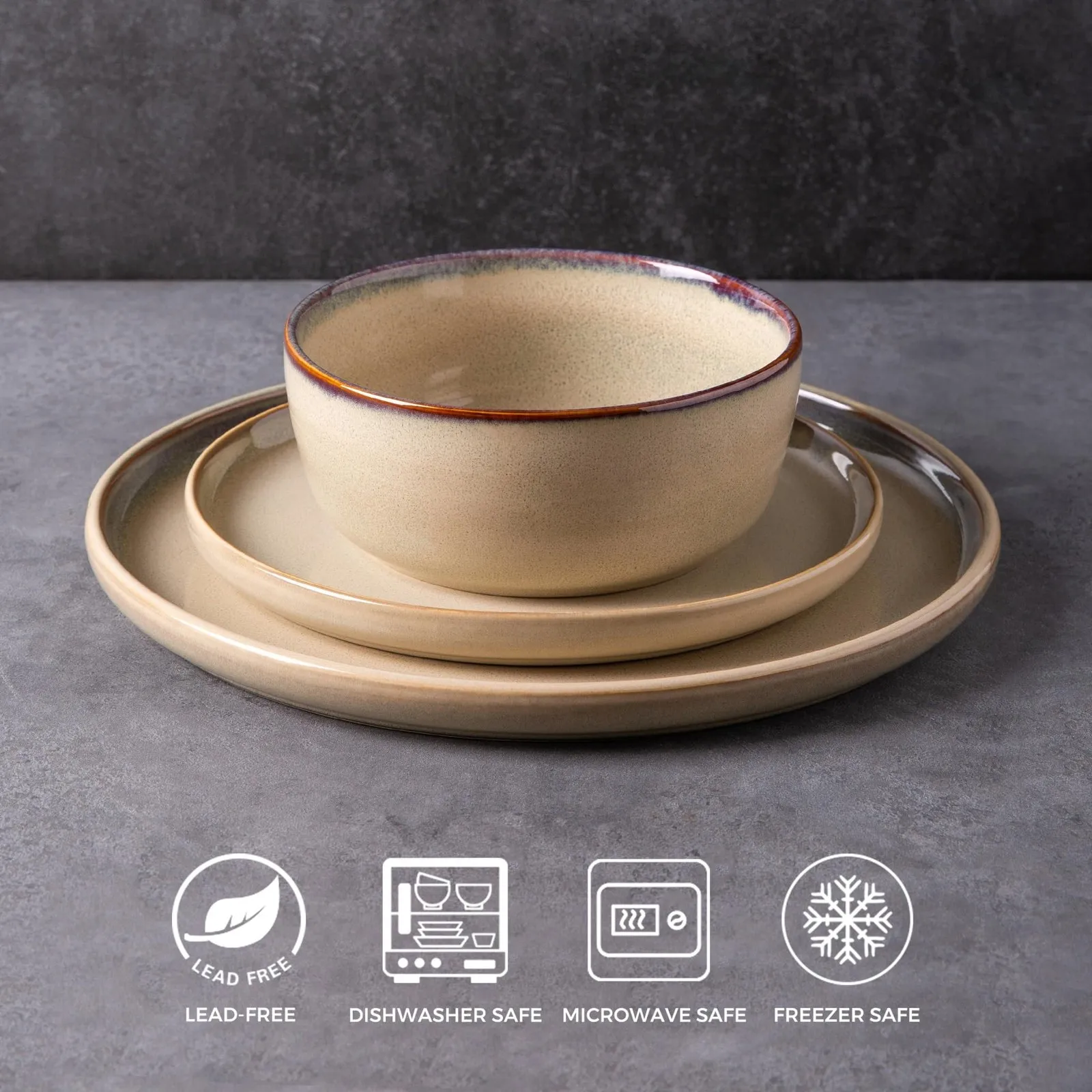 مجموعة أدوات مائدة سيراميك مجموعة أواني طعام من الخزف الحجري المستدير الممتاز أطباق وأطباق سيراميك مزججة تفاعلية لسطح الطاولة الحديثة #3