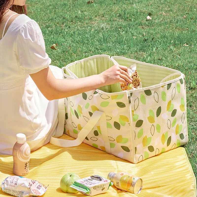 

Портативная термоизоляционная сумка большой емкости, корзина для пикника, утолщенная ткань Оксфорд, уличные ручные сумки, туристическое снаряжение для кемпинга