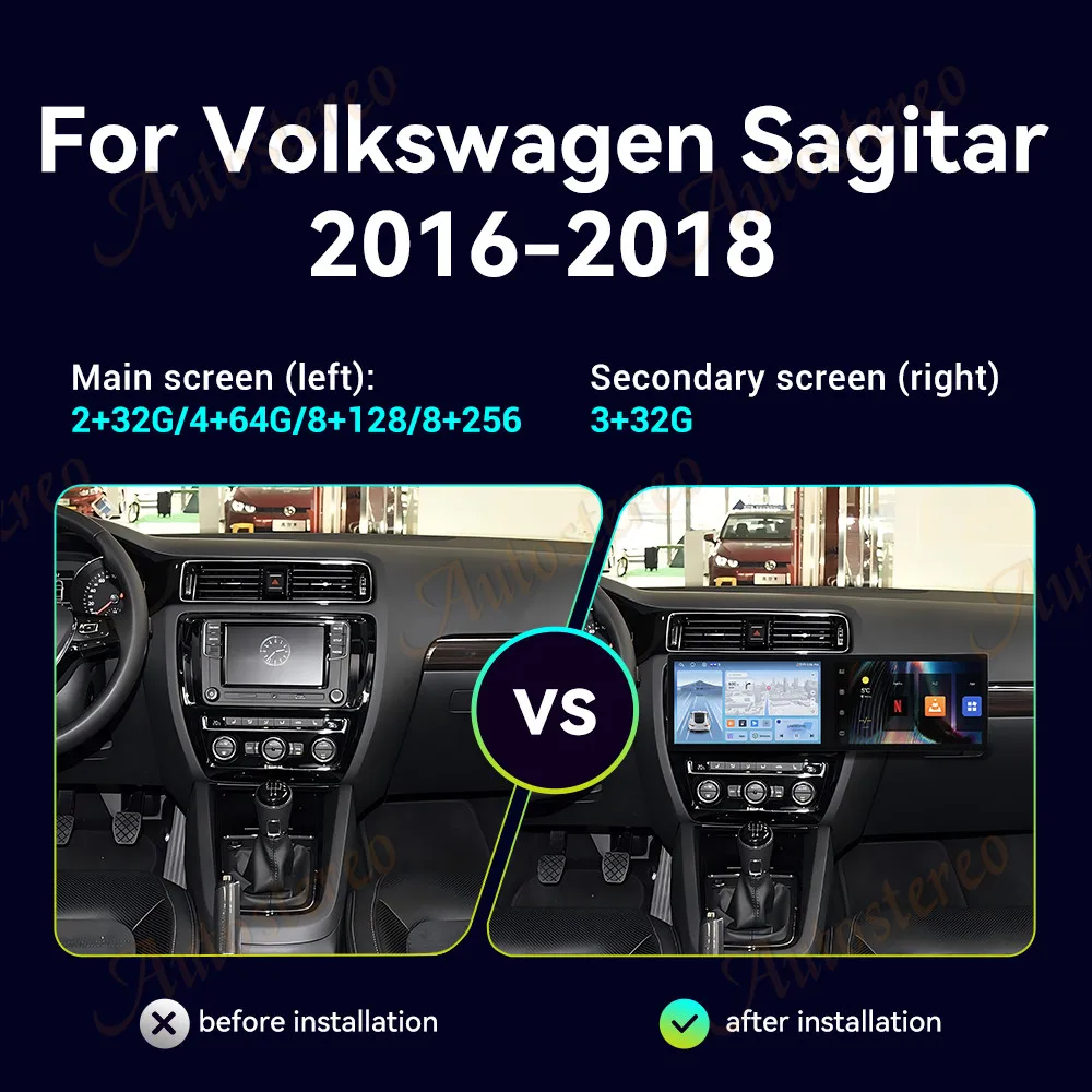 

Dual 11.5 Inch HD Smart Screen For Volkswagen Sagitar 2016-2018 Android 14 Wireless CarPlay GPS Navigation Stereo Car Radio
