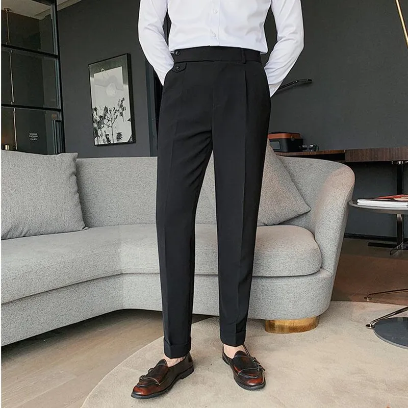 Pantalones de traje para hombre, pantalones de vestir ajustados, informales, de negocios, ropa de calle, ropa Formal Social, primavera 2023, 36